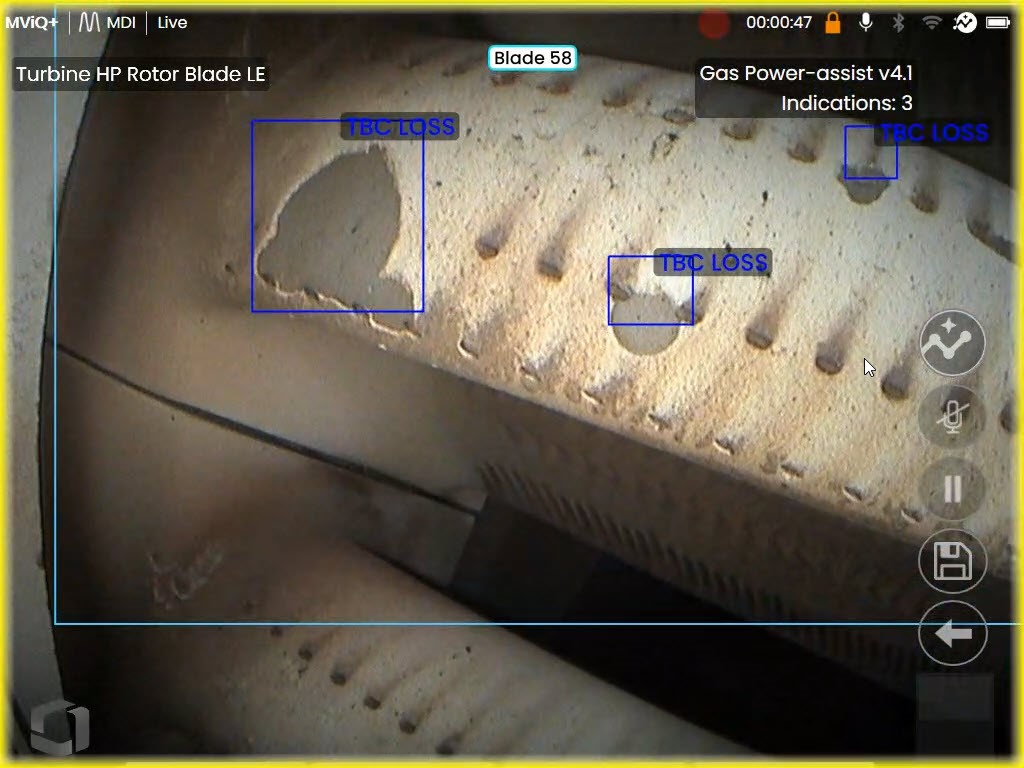 韋林智能工業(yè)內(nèi)窺鏡在顯示屏上實時顯示缺陷位置、缺陷種類和置信度等智能識別結(jié)果